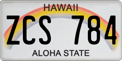 HI license plate ZCS784