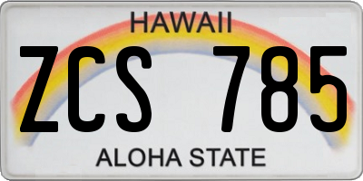 HI license plate ZCS785
