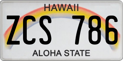 HI license plate ZCS786