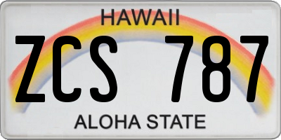 HI license plate ZCS787