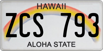 HI license plate ZCS793