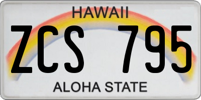 HI license plate ZCS795
