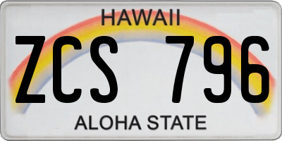 HI license plate ZCS796