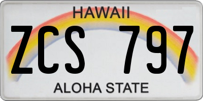 HI license plate ZCS797