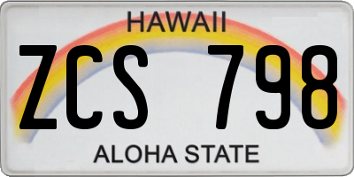 HI license plate ZCS798