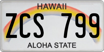 HI license plate ZCS799