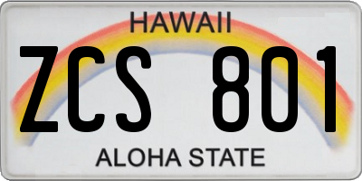 HI license plate ZCS801
