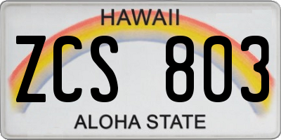 HI license plate ZCS803