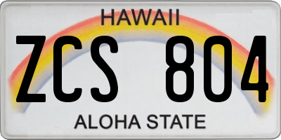 HI license plate ZCS804