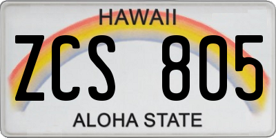 HI license plate ZCS805