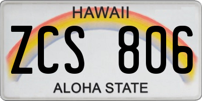 HI license plate ZCS806
