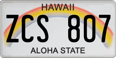 HI license plate ZCS807