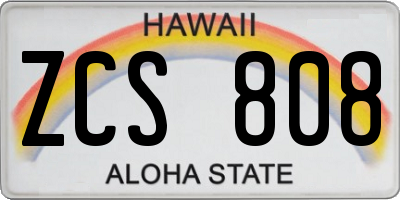 HI license plate ZCS808