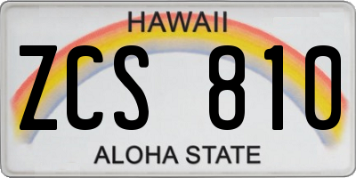 HI license plate ZCS810
