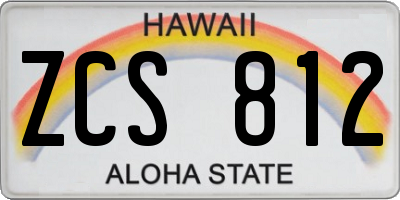HI license plate ZCS812