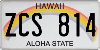 HI license plate ZCS814