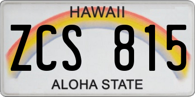 HI license plate ZCS815