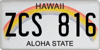 HI license plate ZCS816