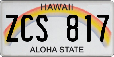 HI license plate ZCS817