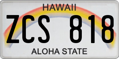 HI license plate ZCS818