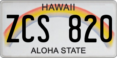 HI license plate ZCS820