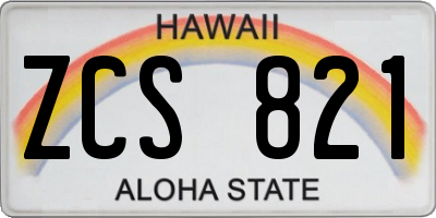 HI license plate ZCS821