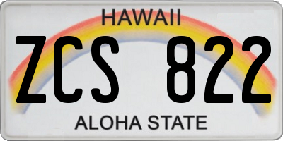 HI license plate ZCS822