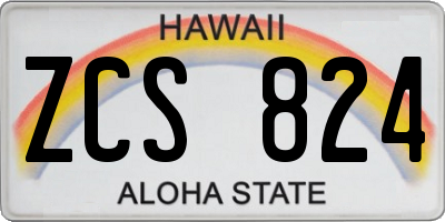 HI license plate ZCS824
