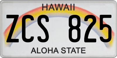 HI license plate ZCS825