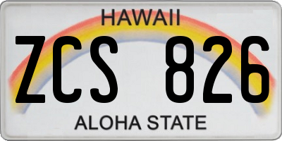 HI license plate ZCS826