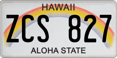HI license plate ZCS827