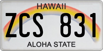 HI license plate ZCS831