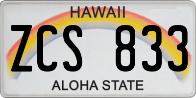 HI license plate ZCS833