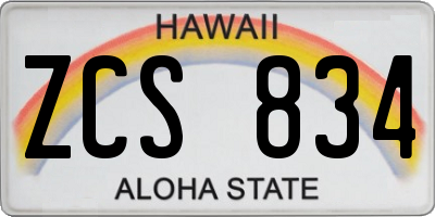 HI license plate ZCS834