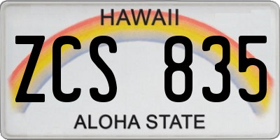 HI license plate ZCS835