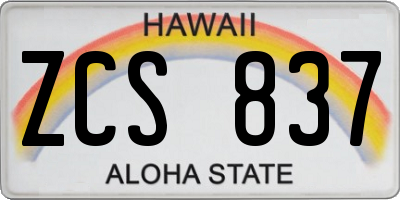HI license plate ZCS837