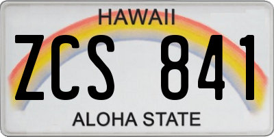 HI license plate ZCS841