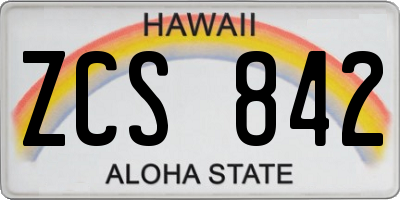 HI license plate ZCS842