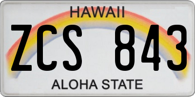 HI license plate ZCS843