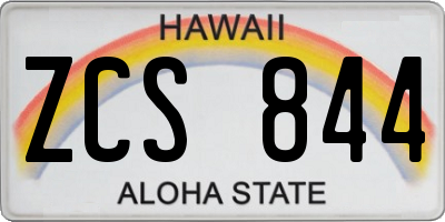 HI license plate ZCS844