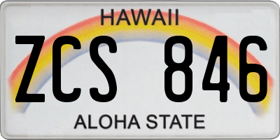HI license plate ZCS846