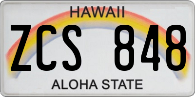 HI license plate ZCS848