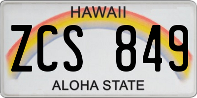 HI license plate ZCS849
