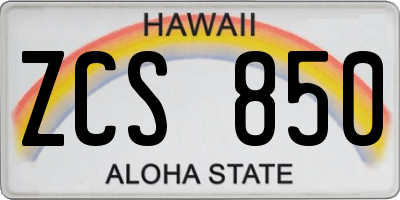 HI license plate ZCS850