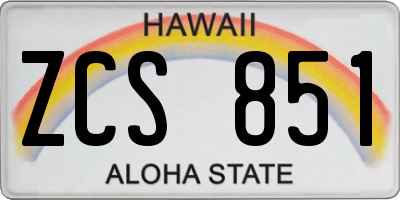 HI license plate ZCS851