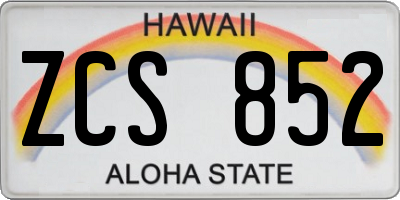 HI license plate ZCS852