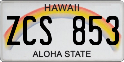 HI license plate ZCS853
