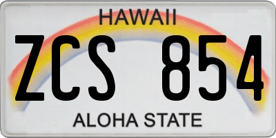 HI license plate ZCS854