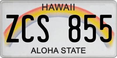 HI license plate ZCS855