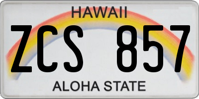 HI license plate ZCS857